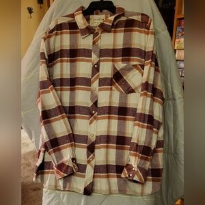 IDVLLWIND Flannel Snap Long Sleeve Shirt XXL